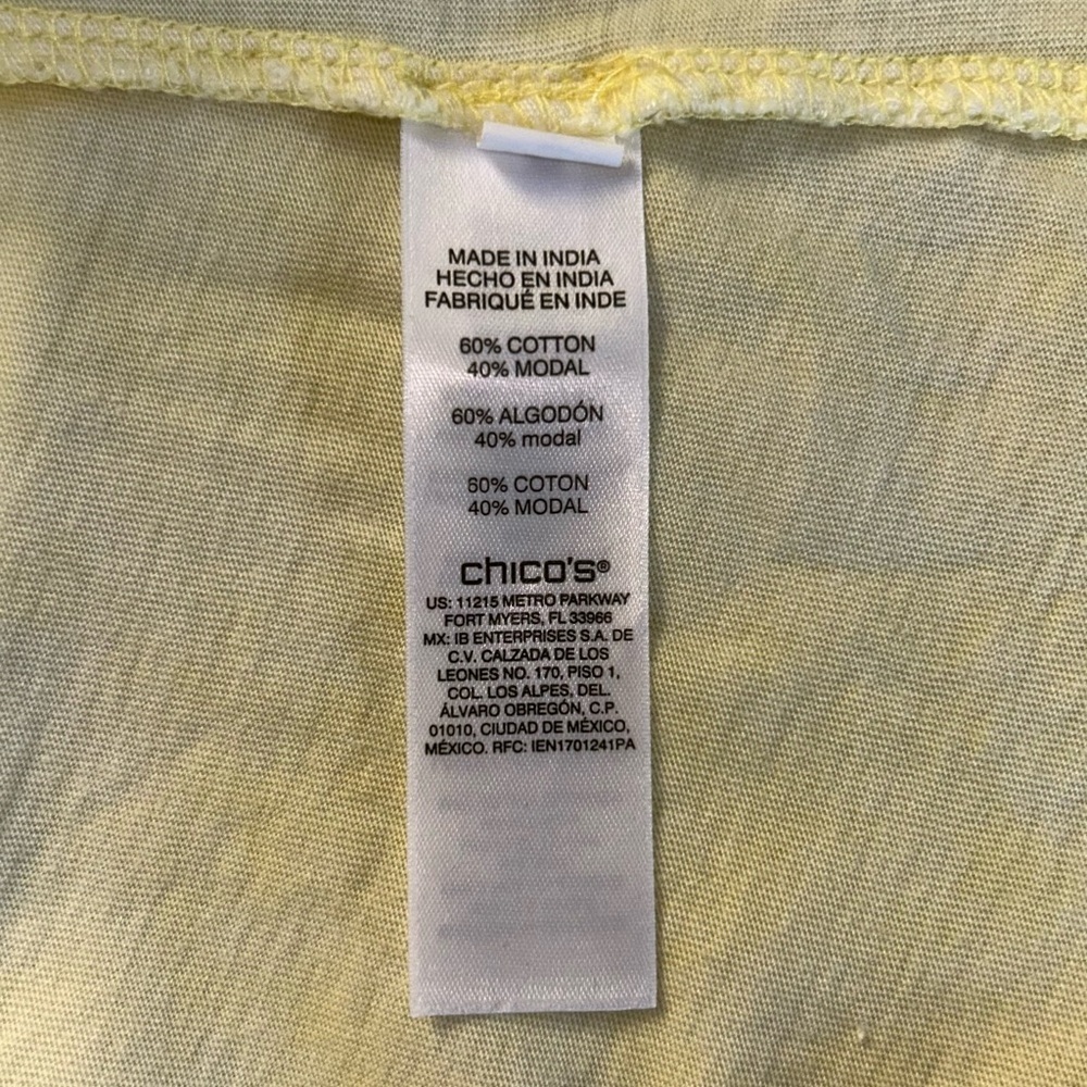Chico's subtle Tie Dye Lemon Short Sleeve Basic Tee Soft Cotton/Modal blend - Picture 8 of 10